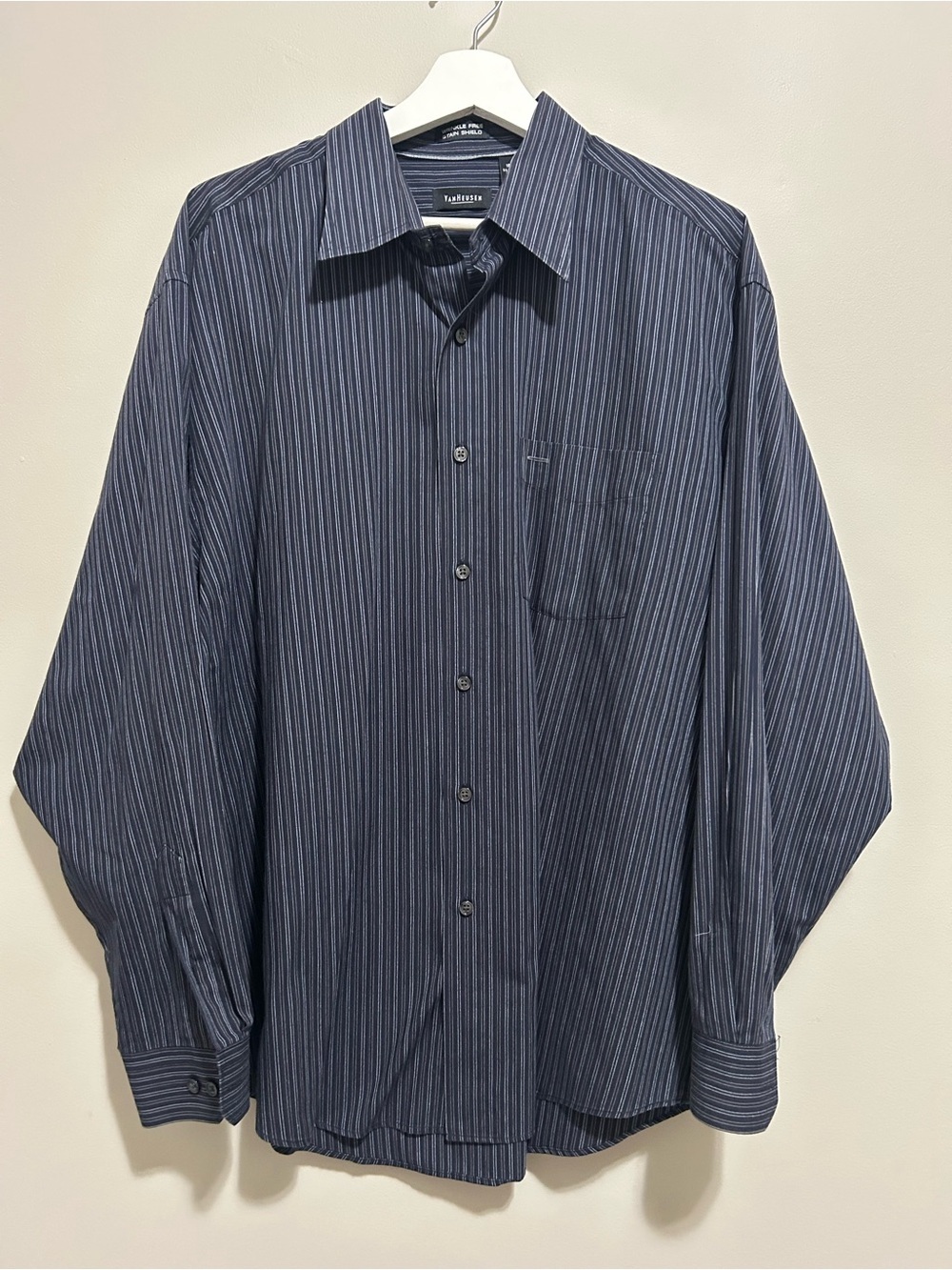 Van Heusen Navy and Light Blue Pinstripe Dress Shirt